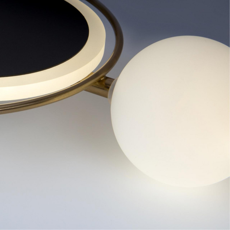 Бра 58 см, 7W, 4000K, Arte Lamp Polaris A2604AP-7BK, черный-золото