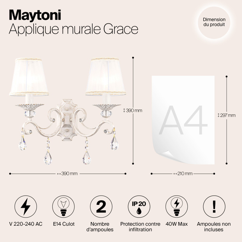Бра Maytoni ARM247-02-G Кремовое золото