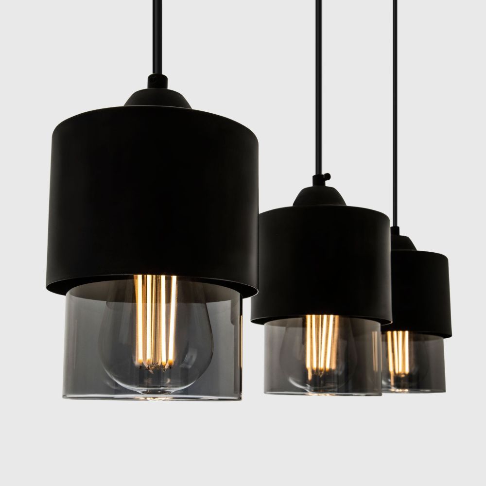 Подвесной светильник 60*12*80 см, Е 27 3x60W, Чёрный, Дымчатый MODEMODERN MD.0650.3