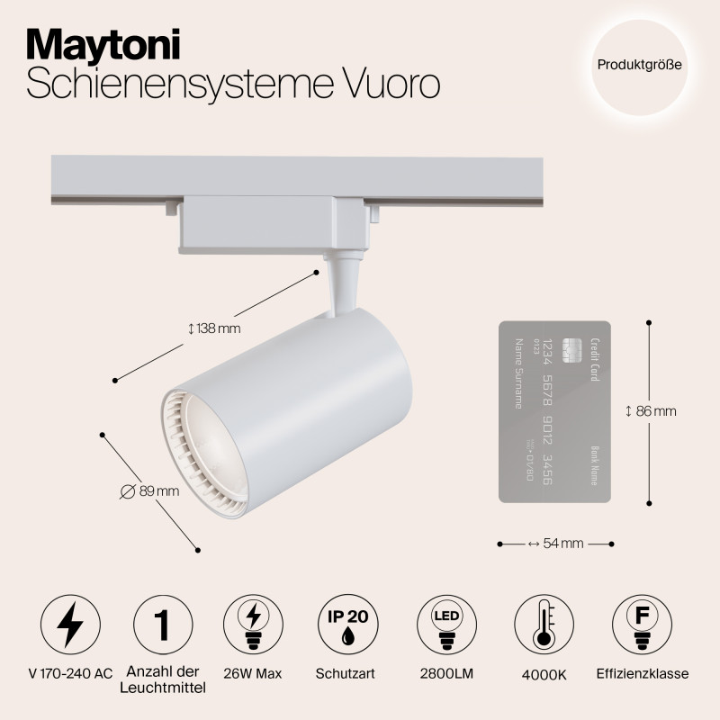 Трековый светильник Maytoni Track TR003-1-30W4K-W, белый, LED, 30W, 4000K, 2400Lm