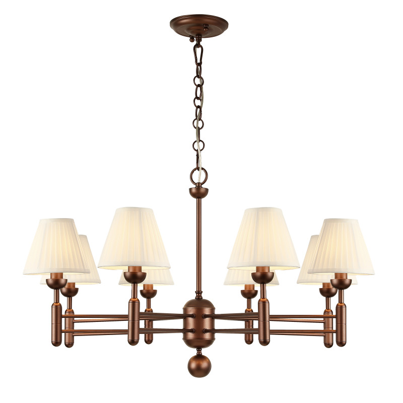 Подвесная люстра Favourite Avangard 2953-8P, D900*H540/1540, каркас золотисто-коричневого цвета, плафоны из белой ткани