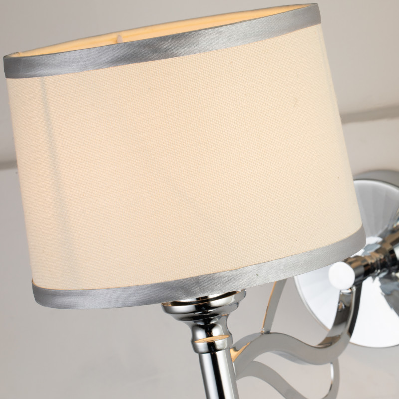 Бра Favourite Semina 2707-1W, D270*W160*H310, хром, абажур из белой ткани с серебряной тесьмой, декоративные элементы из прозрачного хрусталя