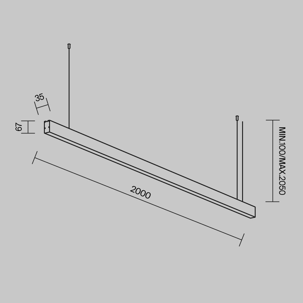 Линейный светильник подвесной 4000K 35x67 40 Вт (Черный, 2 м) LL312048 Maytoni Technical