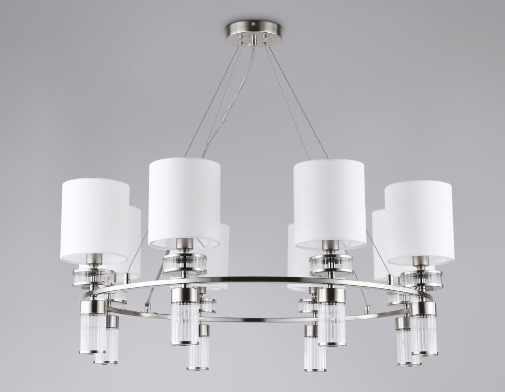 Подвесная люстра с абажурами **78- см, 8*E14*40W, K, Ambrella Light High Light LH71293, никель