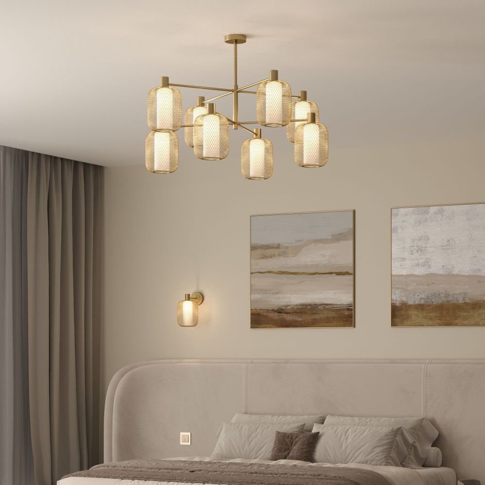 Светильник 87,5*87,5*60 см, 8*E14*60W, Eurosvet Voile 30192/8, золото, a069159