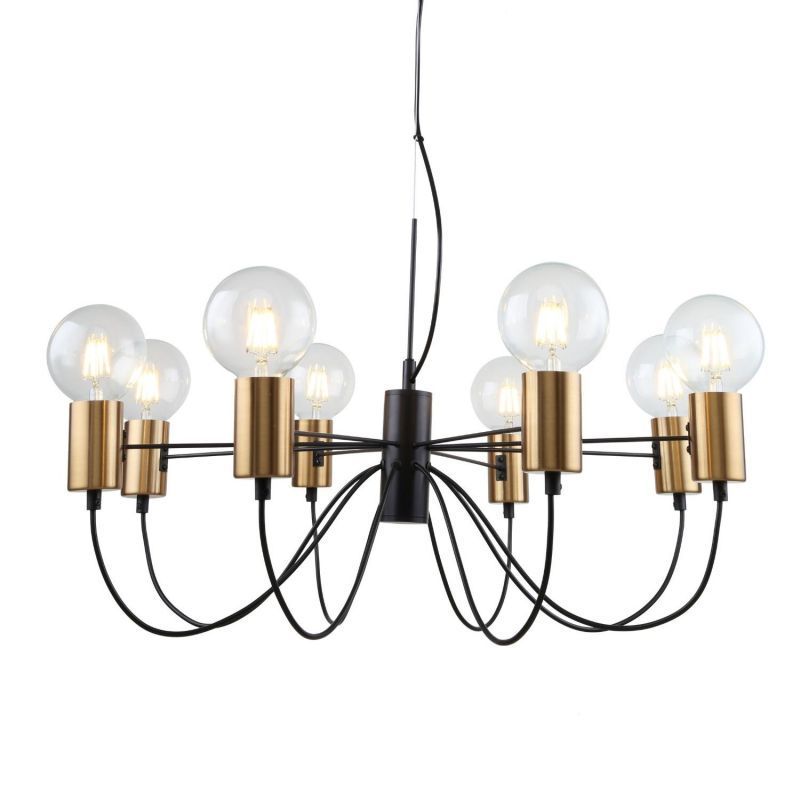 Подвесная люстра F-Promo Edisson 2990-8P, D680*H450/1000, сочетание черного и латунного цветов в каркасе, рекомендуем использовать лампу Е27 с большой круглой колбой