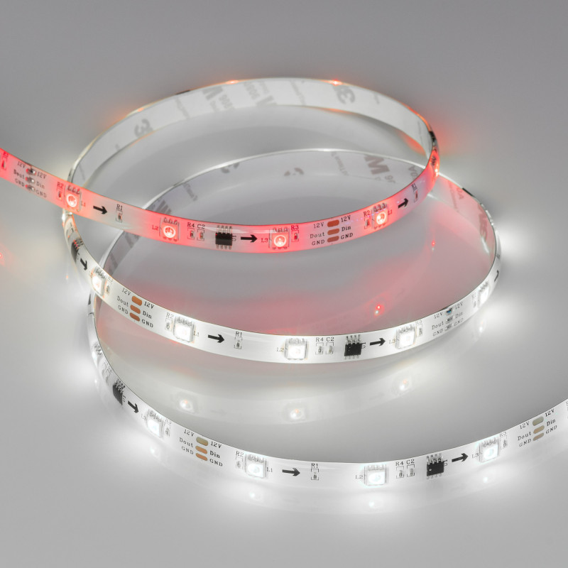 Лента герметичная SPI-SE-B30-10mm 12V RGB-PX3 (7.2W/m, IP65, 5060, 5m) (Arlight, бегущий огонь) 026369(2). Цена указана за 5 метров. Продается кратно 5 метрам.