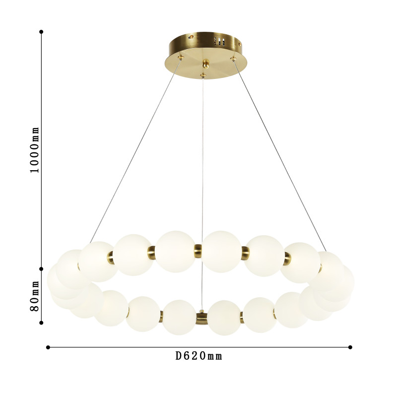 Подвесная люстра Favourite Gubbare 4014-6P, D620*H80/1080, золота, плафон состоит из акриловых шаров белого цвета