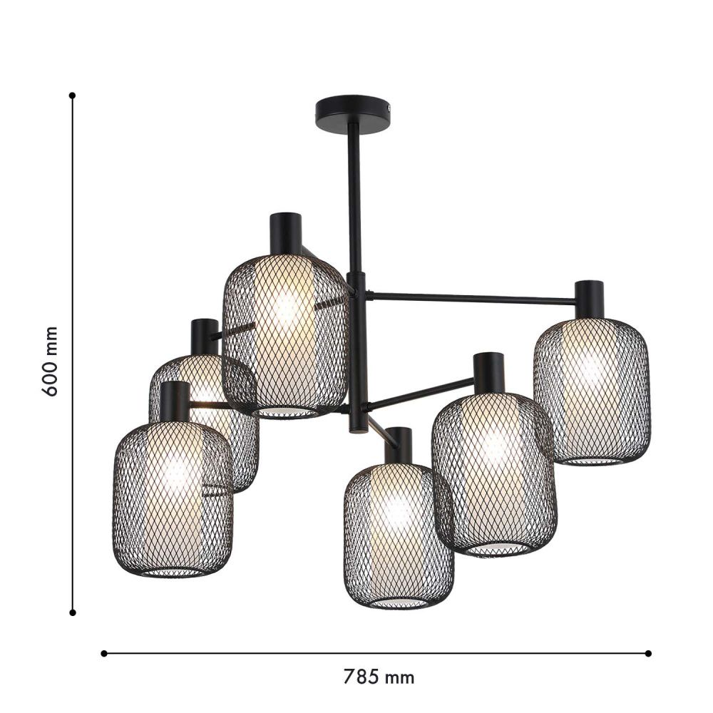 Потолочная люстра 78,5*60 см, 6*E14, 60W, F-Promo Tokri 4602-6C, черный матовый