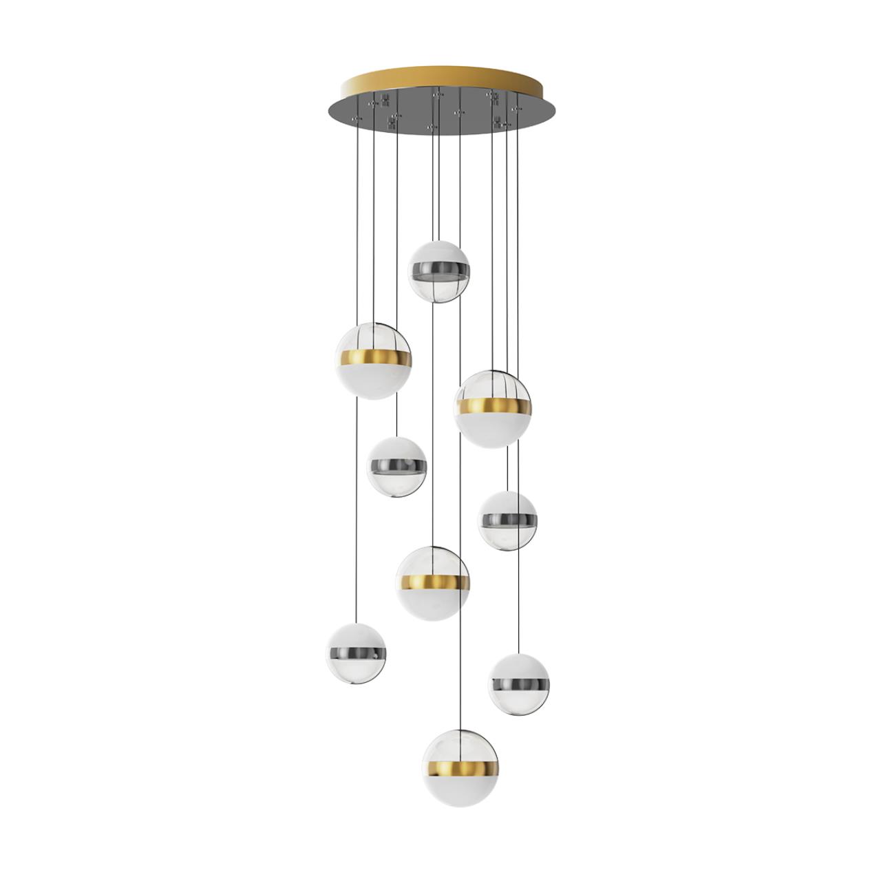 Люстра каскадная 43,5*43,5*200 см, 1 LED*84W, 4000 К, Odeon Light Roni, никель 5037/84L