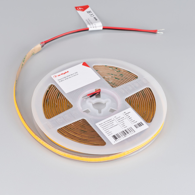 Лента COB-X528-8mm 24V Warm2700 (6 W/m, IP20, 5m, FreeCut) (Arlight, Свободная резка) 046888. Цена указана за 5 метров. Продается кратно 5 метрам.