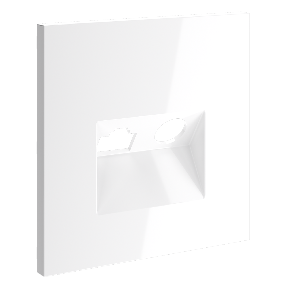 Накладка для розетки TV+RJ45 кат. 6, белый глянцевый Voltum S70 VLS002701, Пластик глянцевая