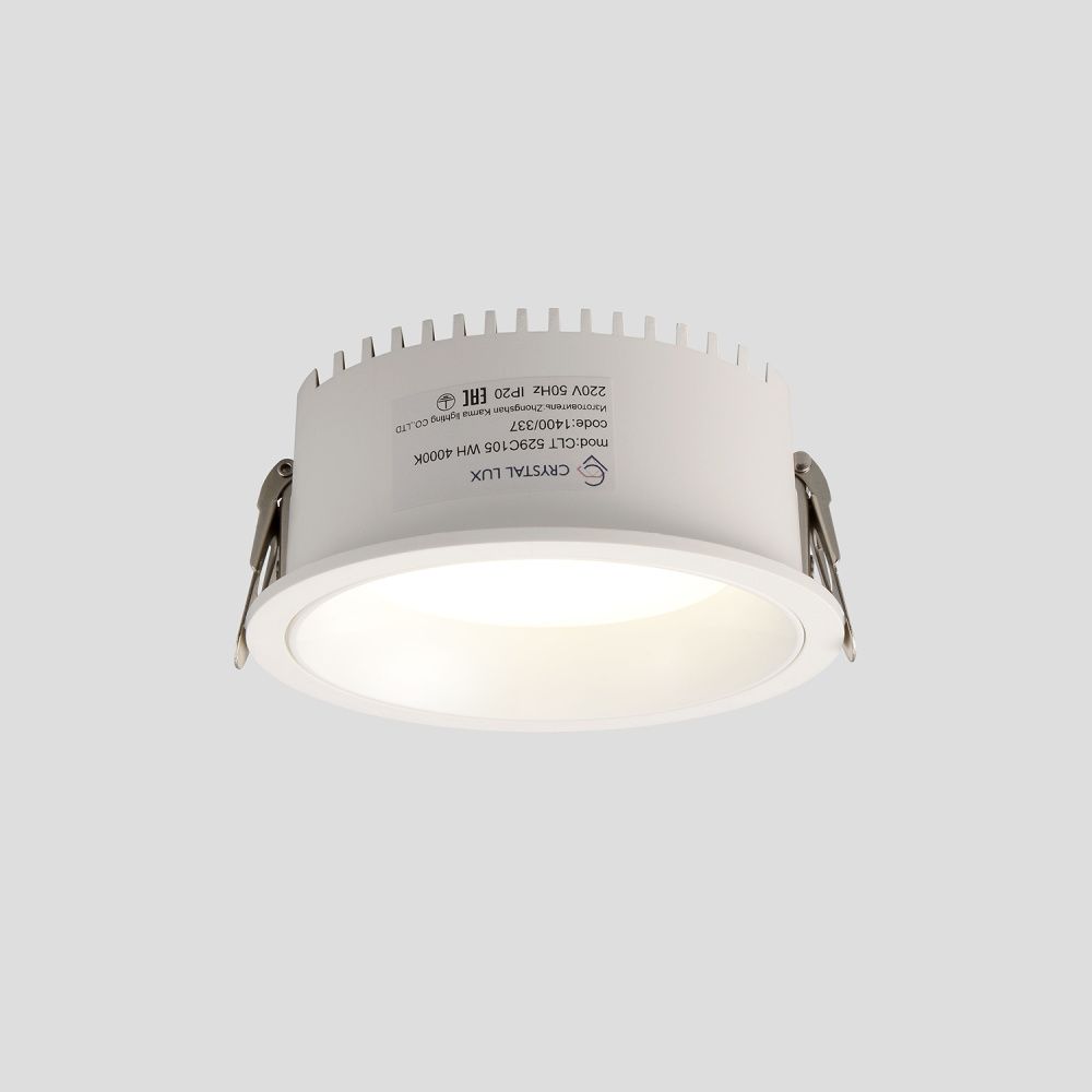 Светильник встраиваемый 10,5*4,5 см, вр 9,5 см, LED*9W, 4000K, Crystal Lux CLT 529 CLT 529C105 WH 4000K, Белый