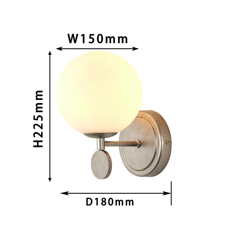 Бра Favourite Absolute 2929-1W, D180*W150*H225, античного серебра, плафон из стекла цвета опала