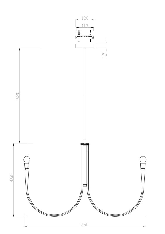 Светильник 80 см, Freya Branches FR5253PL-08N, никель