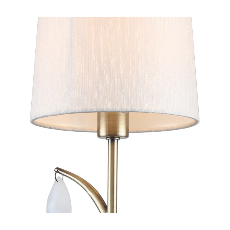 Бра Favourite Castellum 2769-1W, D220*W160*H450, античная латунь, плафон из ткани кремового цвета, декоративные элементы в виде хрустальных подвесок