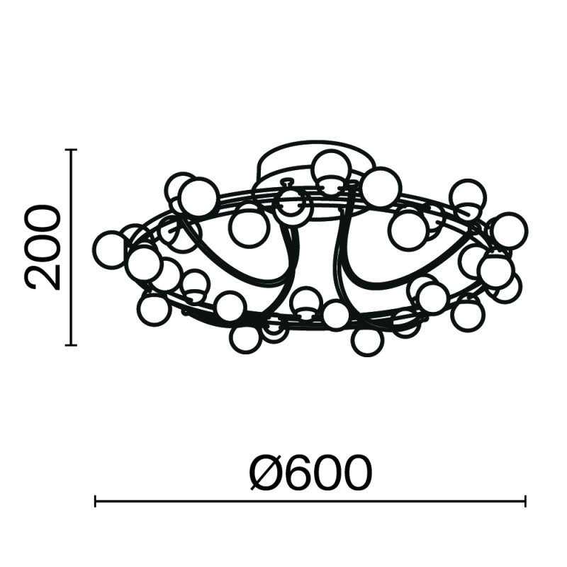 Накладная люстра 60*60*20 см, LED, 55W, 3000К, Maytoni Tessara MOD081CL-L36G3K золотой