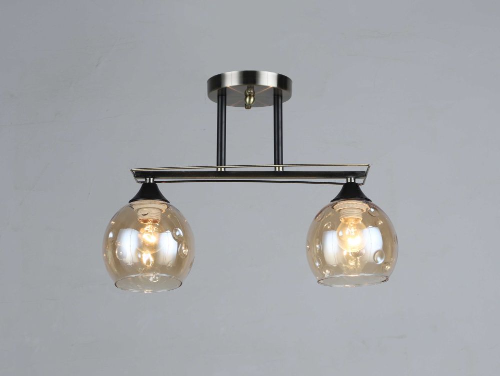 Люстра L410 x W130 x H290, мм, 2*40W (80W), AB+BK (Бронза + Черный) Rilon 1699/2 AB+BK