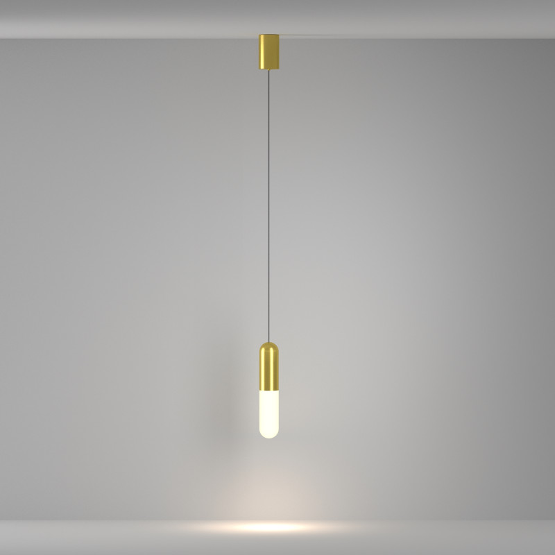 Подвесной светильник 6*6*30 см, LED, 12W, 3000К, Maytoni Technical Mist P101PL-L300-12W3K-BS латунный