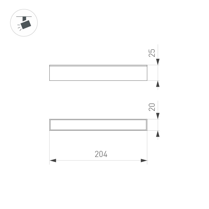Светильник на шине Arlight 033238 20,4*2*2,5 см, 6W, белый (дневной)K,