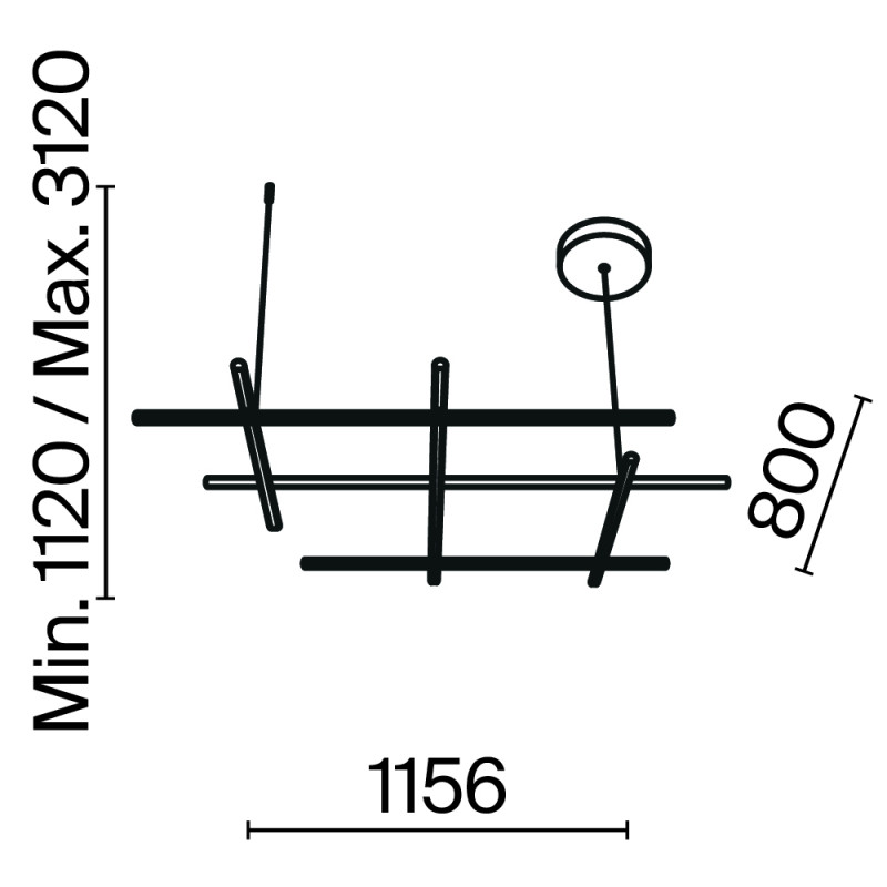 Подвесной светильник 115,6*80*312 см, LED, 80W, 3000К, Maytoni Radiance MOD278PL-L86G3K золото матовое