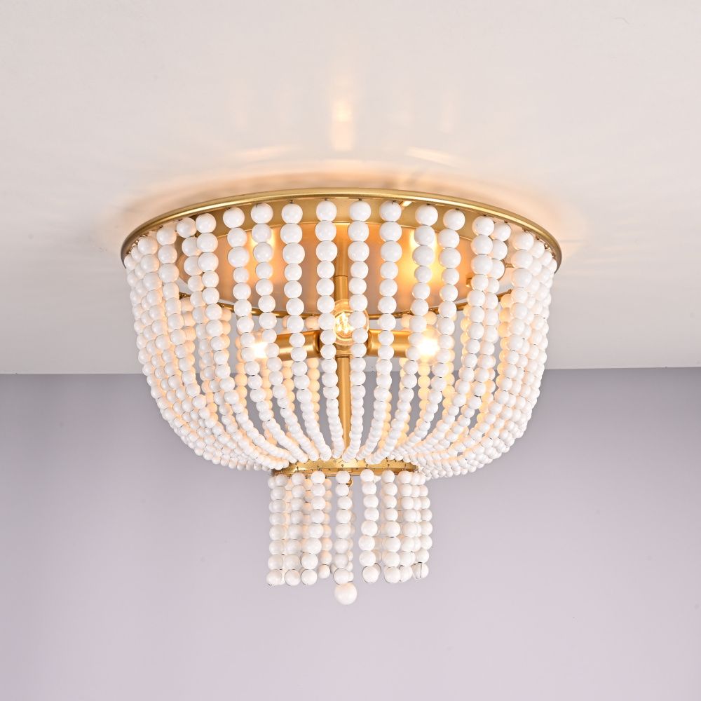 Потолочная люстра JACQUELINE CLEAR FLUSH-MOUNT brass 52*14*14 см, 3*E14*40W, ImperiumLoft 40.1899, Латунь