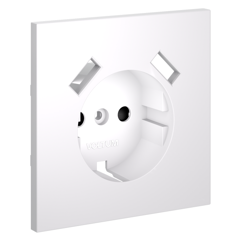 Накладка для розетки с заземлением и защитными шторками, с USB A+A, белый матовый Voltum S70 VLS000902, Пластик Soft touch