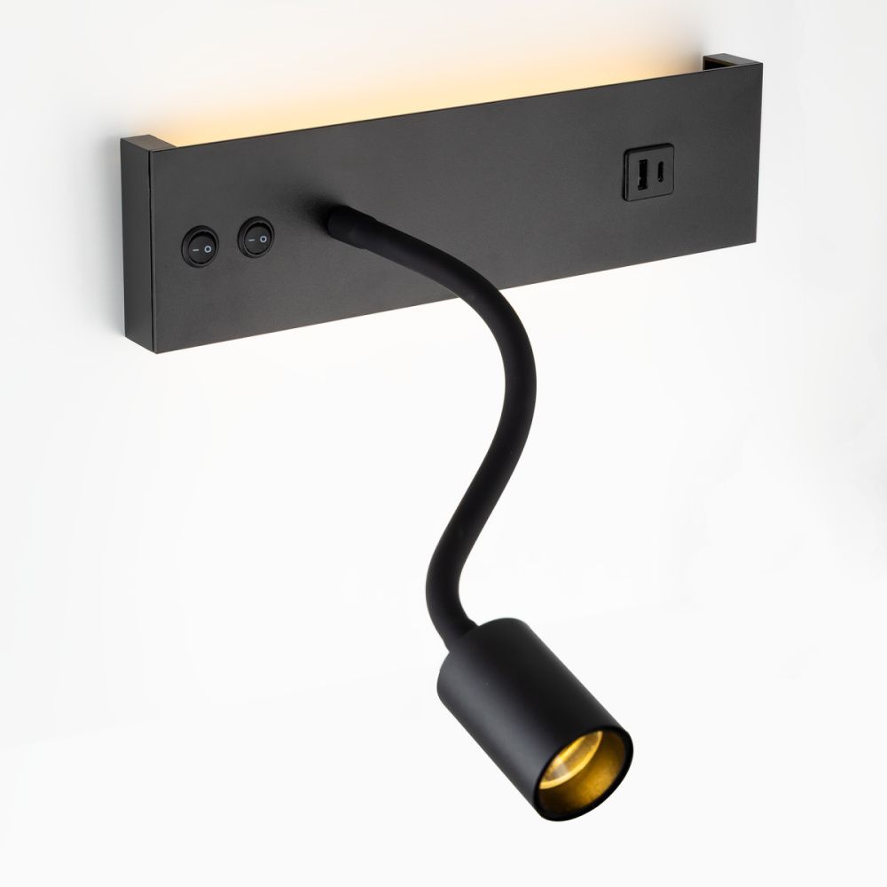 Светильник с выключателем 8*30 см, 14W, 3000K Чёрный Citilux Декарт CL704471 LED USB