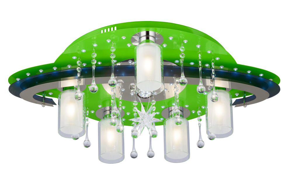 Люстра L790 x W550 x H200, мм, 60W, GN+CR WT(Зелёная+Хром) Sfera Sveta 8364/5+1 GN+CR WT