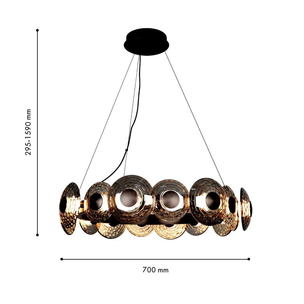 Подвесная люстра 70*29,5-159 см, 16*LED, 72W, 4000K, Favourite Claros 4642-16P, черный матовый