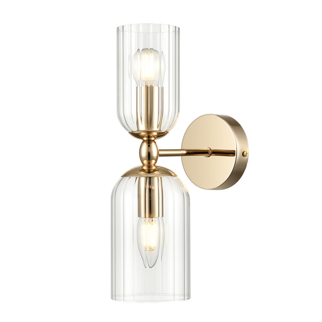 Бра 10*32 см, 2*E14 Lumion KASSIA 6586/2W золото, прозрачный