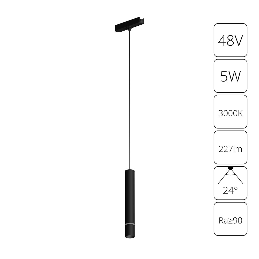 Трековый магнитный светильник 4 см, 5W, 3000K, Arte Lamp Rapid A1159PL-1BK, черный