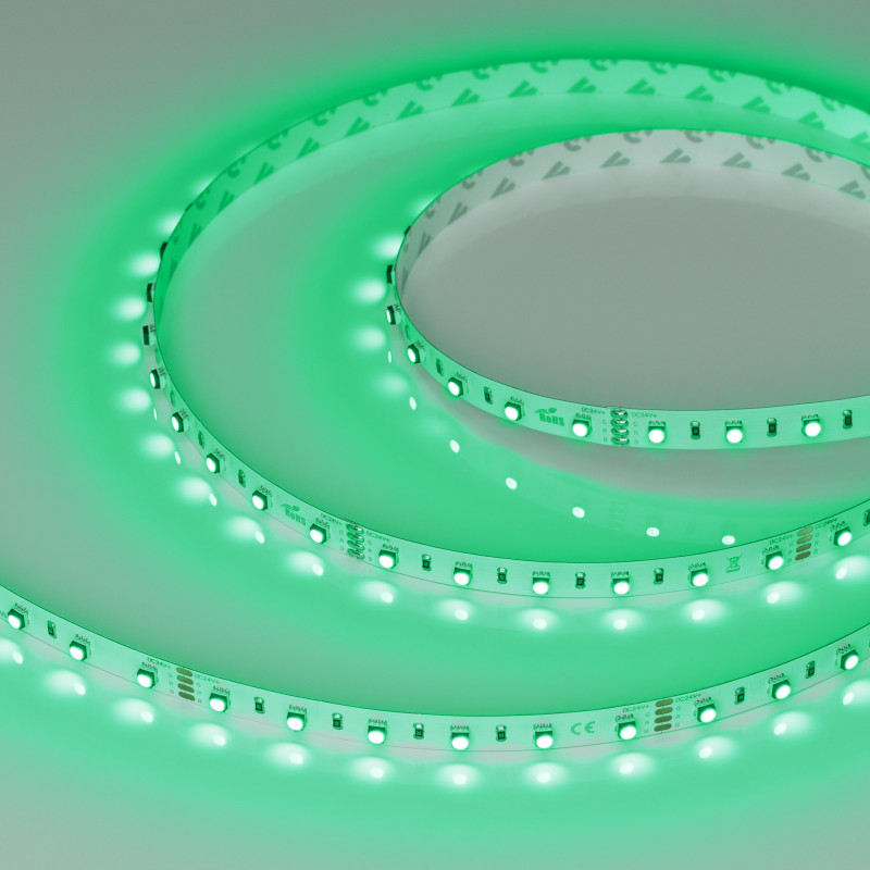 Лента MINI-F60-10mm 24V RGB (14.4 W/m, IP20, 3535, 5m) (Arlight, Открытый) 022718(2). Цена указана за 5 метров. Продается кратно 5 метрам.