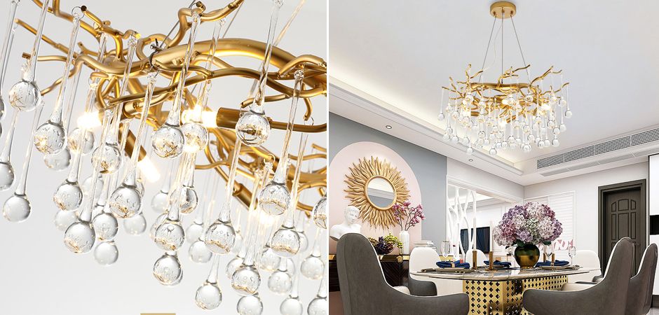Подвесная люстра Droplet Chandelier 58*58*30 см, 6*G9*40W, ImperiumLoft 40.2697-0, Золотистый