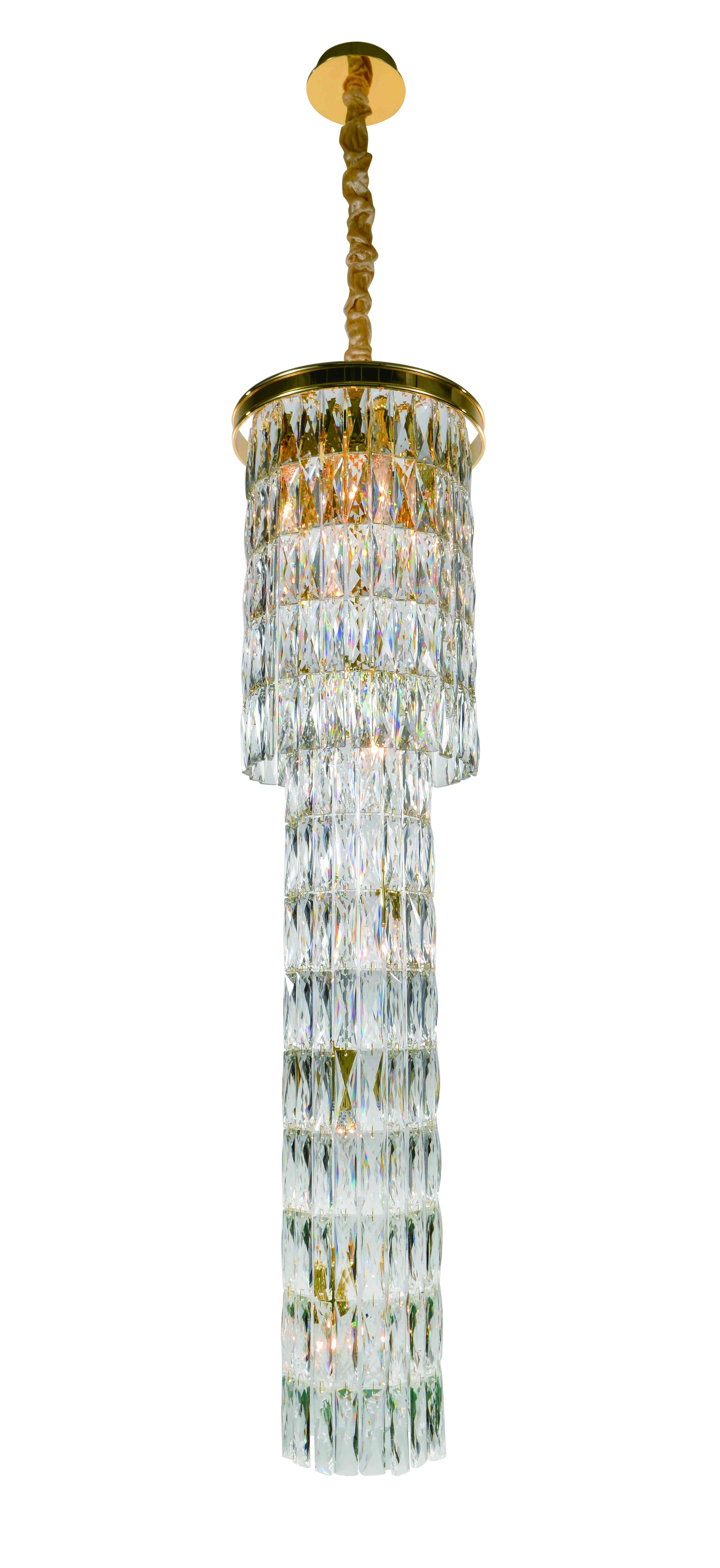Люстра 300*1200, 8*E14, 40W NewRgy Cristallo 2727E/8A GOLD+CLEAR, Золото+прозрачный