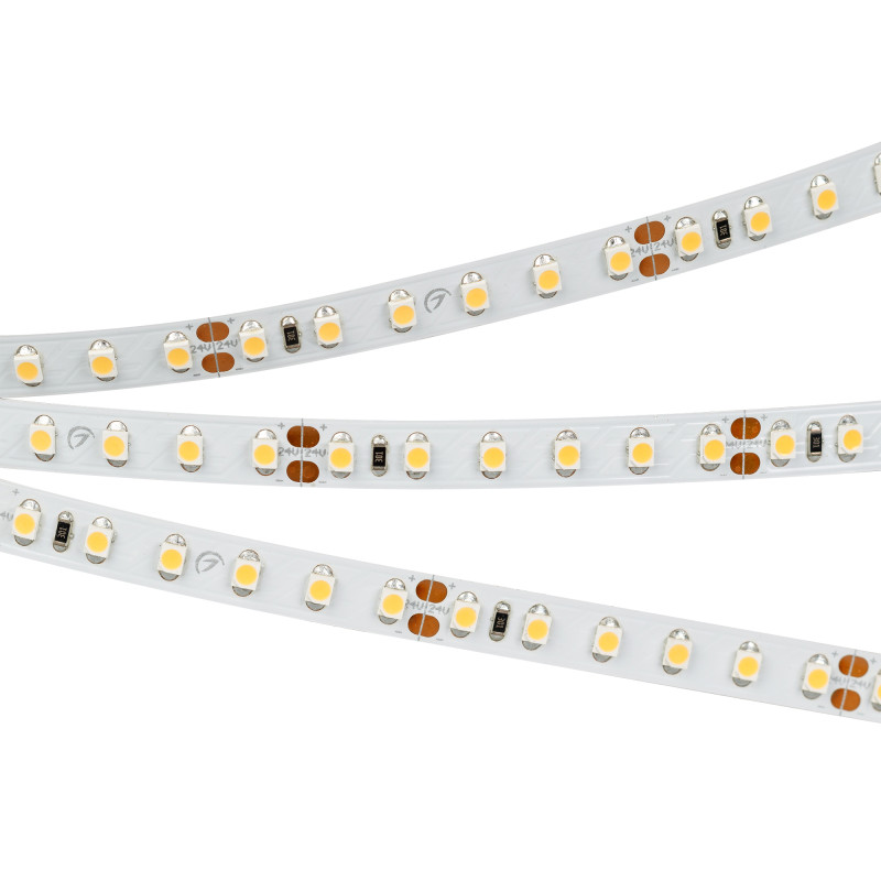Лента RT 2-5000 24V Warm2700 2x (3528, 600 LED, CRI98) (Arlight, 9.6 Вт/м, IP20) 021417(B). Цена указана за 5 метров. Продается кратно 5 метрам.