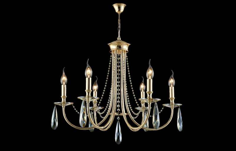 Люстра 65 см, Crystal Lux VICTORIA SP6 GOLD/AMBER золото