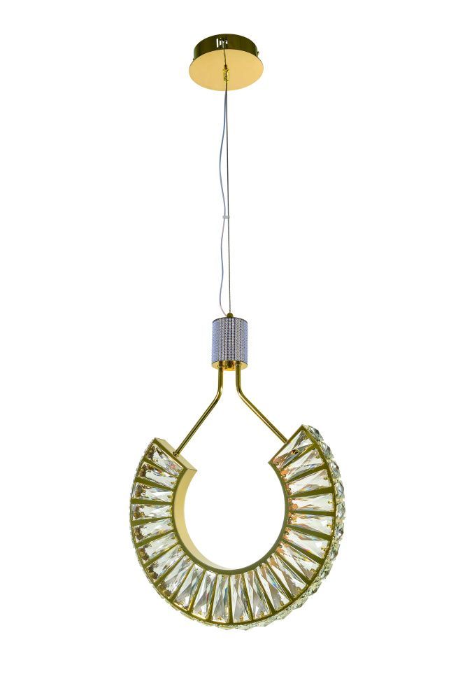 Люстра Ø400 x H560 (800) мм, Светодиодная лента 20W NewRgy GOLD+CLEAR (Золото + Прозрачный Хрусталь) 6019E/20W GOLD+CLEAR