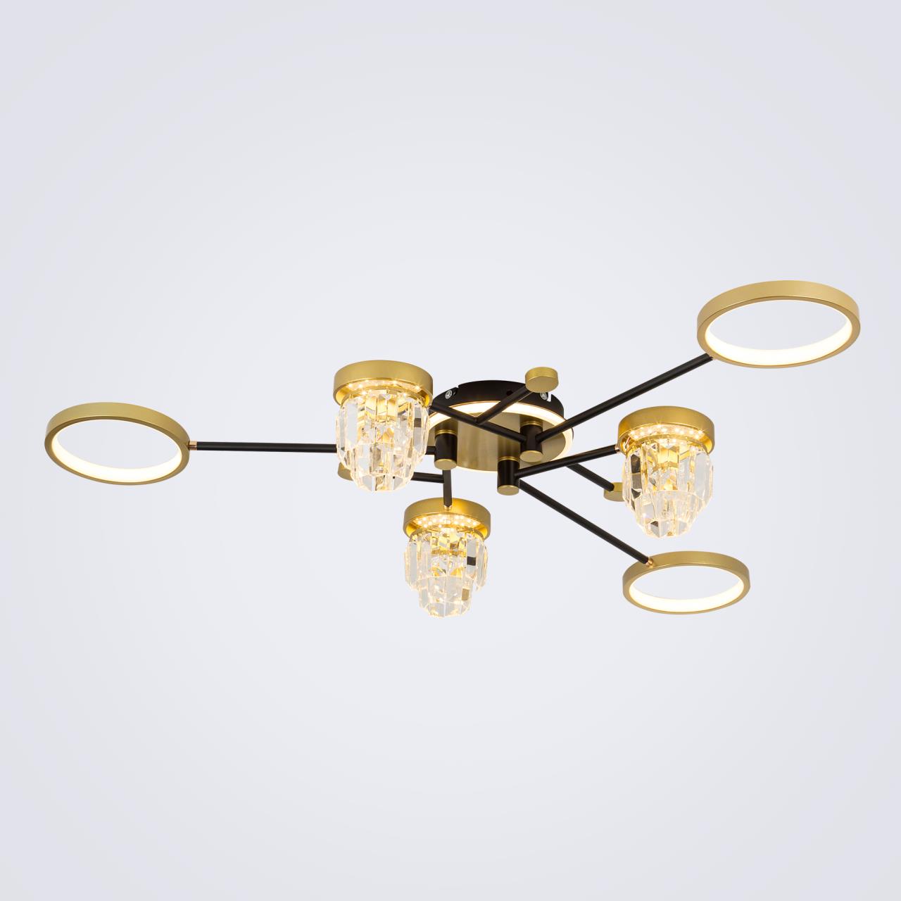 Светильник 105*105*22 см, LED 45W, 3000 / 6000K, Золото LED4U L3101-3