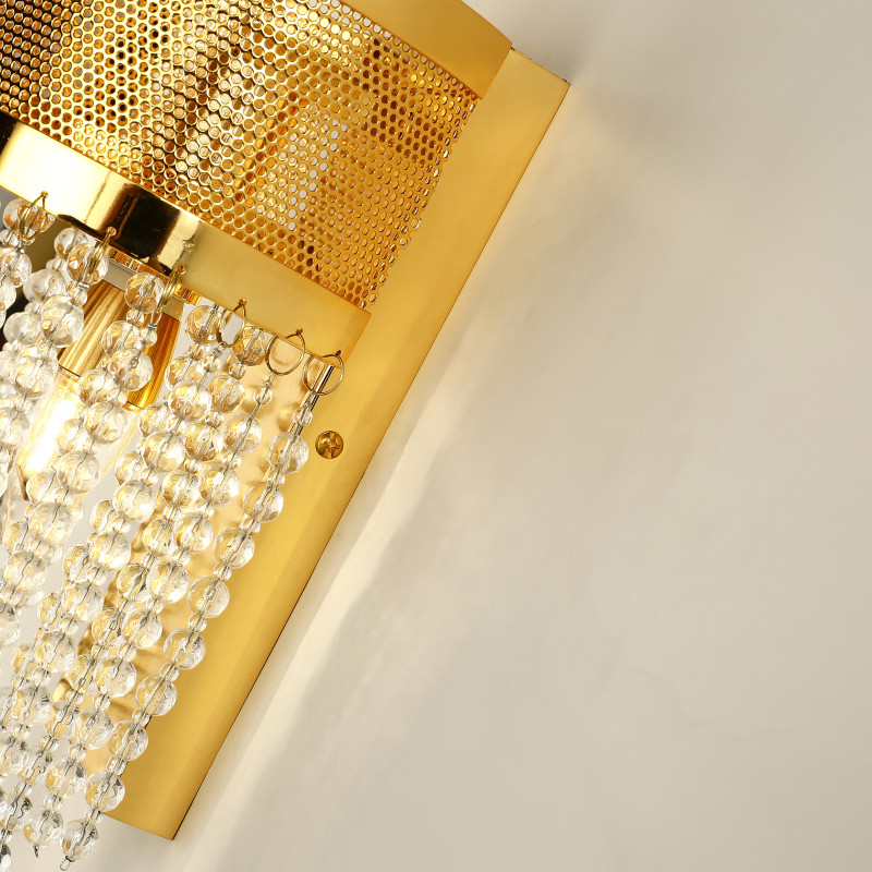 Бра Favourite Vertical 2951-1W, D140*W150*H265, золота, плафон состоит из каскада хрустальных бусин