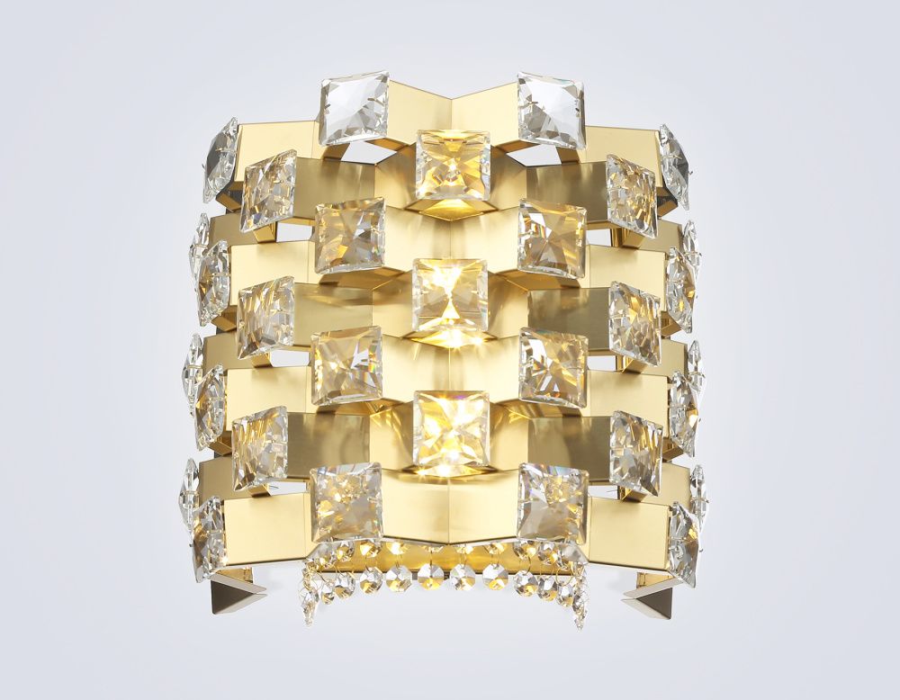 Бра с хрусталем 30*19*27- см, 2*E14*40W, K, Ambrella Light High Light LH41014, латунь