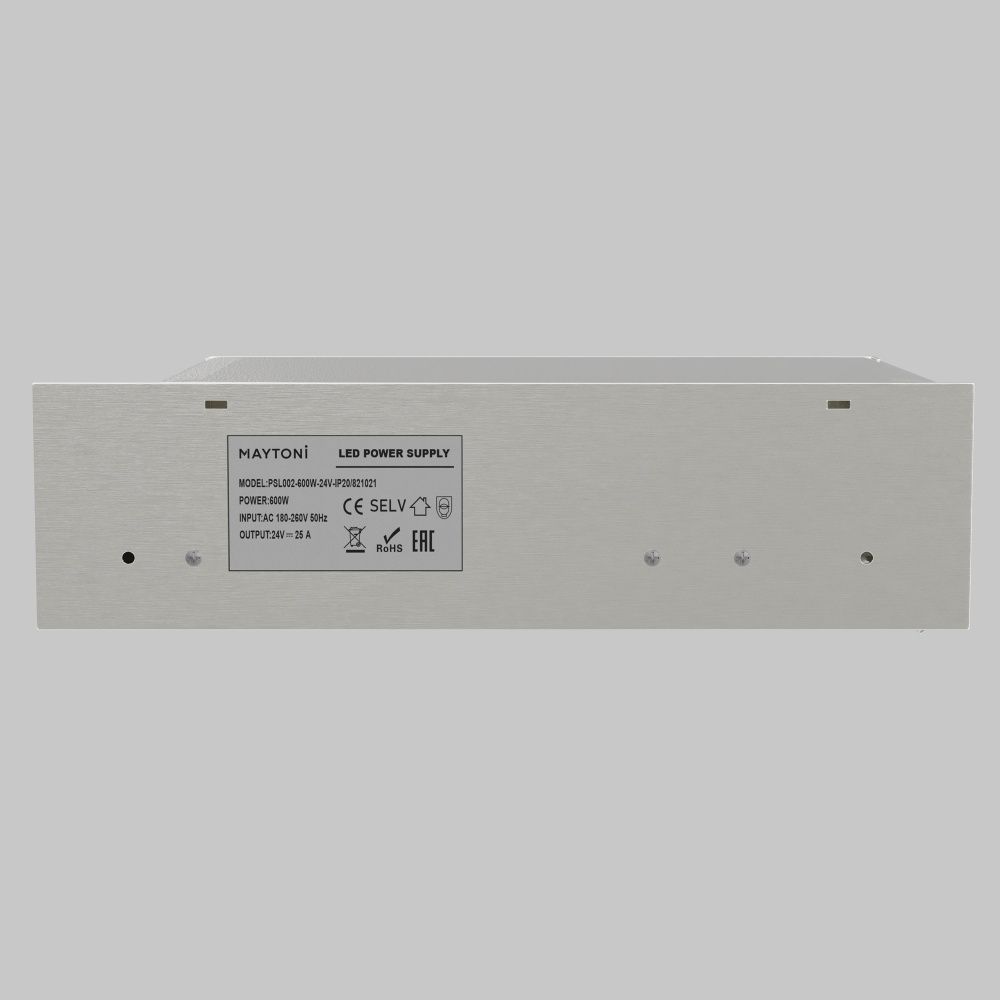 Блок питания PSL002 24V 600W IP 20 821021, 24*13*7 см, Maytoni Led Strip 821021, Серебро
