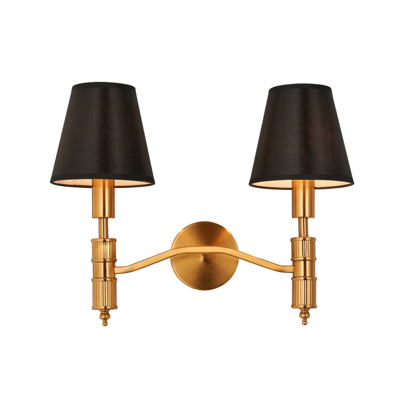 Бра Favourite Flagship 2933-2W, D190*W400*H315, античной латуни, плафоны из черной атласной ткани