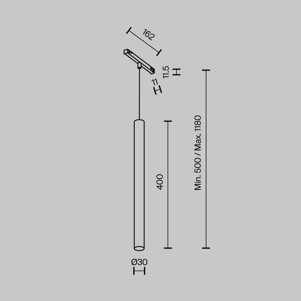 Трековый светильник Focus Led Exility X 3000K 7Вт 36° 16*1*-40 см, *LED*7W, 640K, Maytoni Technical  TR245-7W3K-B, Черный