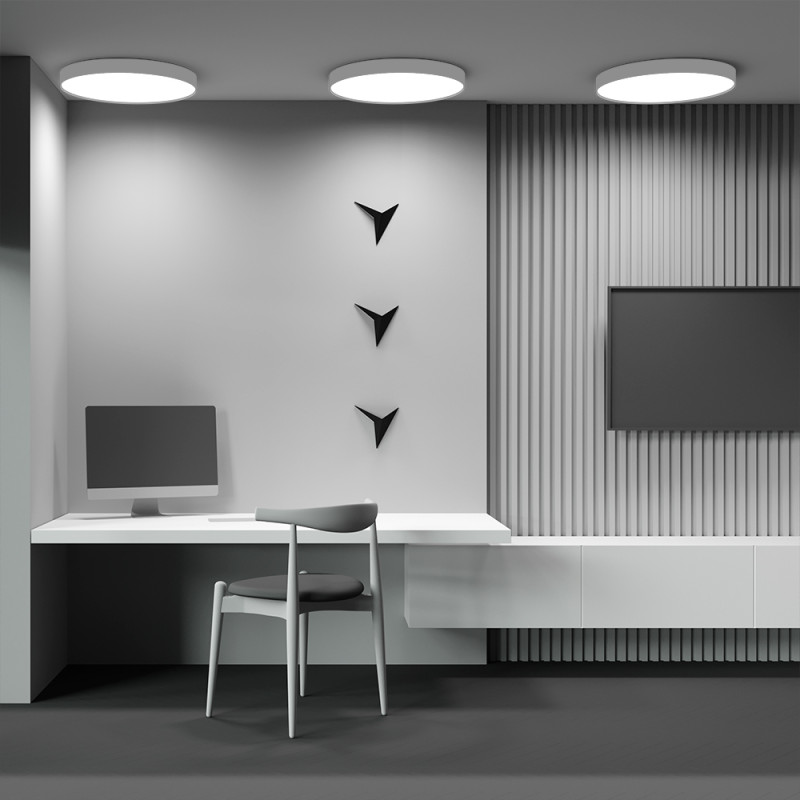 Накладной светильник 60*60*6 см, LED, 90W, 3000К, Maytoni Technical Zon C032CL-90W3K-RD-W белый