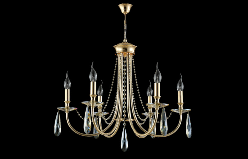 Люстра 65 см, Crystal Lux VICTORIA SP6 GOLD/AMBER золото