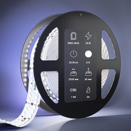 Широкая светодиодная лента Ultra 24В 2835 30Вт/м 3000К 2,5м IP20 201117 Maytoni  Led Strip, цена за метр, отгружается по  2,5 м