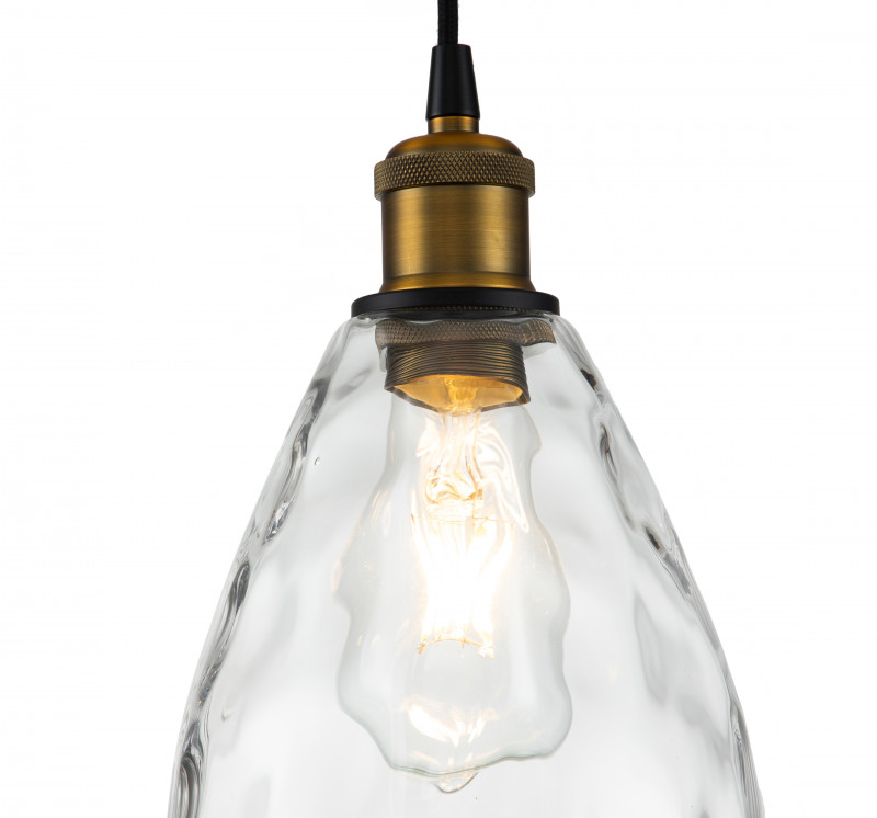 Подвесной светильник 160*160*320/1840 мм, 1*E27 чёрный Indigo Piuro V000293, 11027/1P Clear