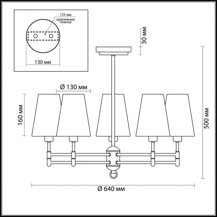 Люстра Lumion Doris 4436/5C, диаметр 64 см, золото