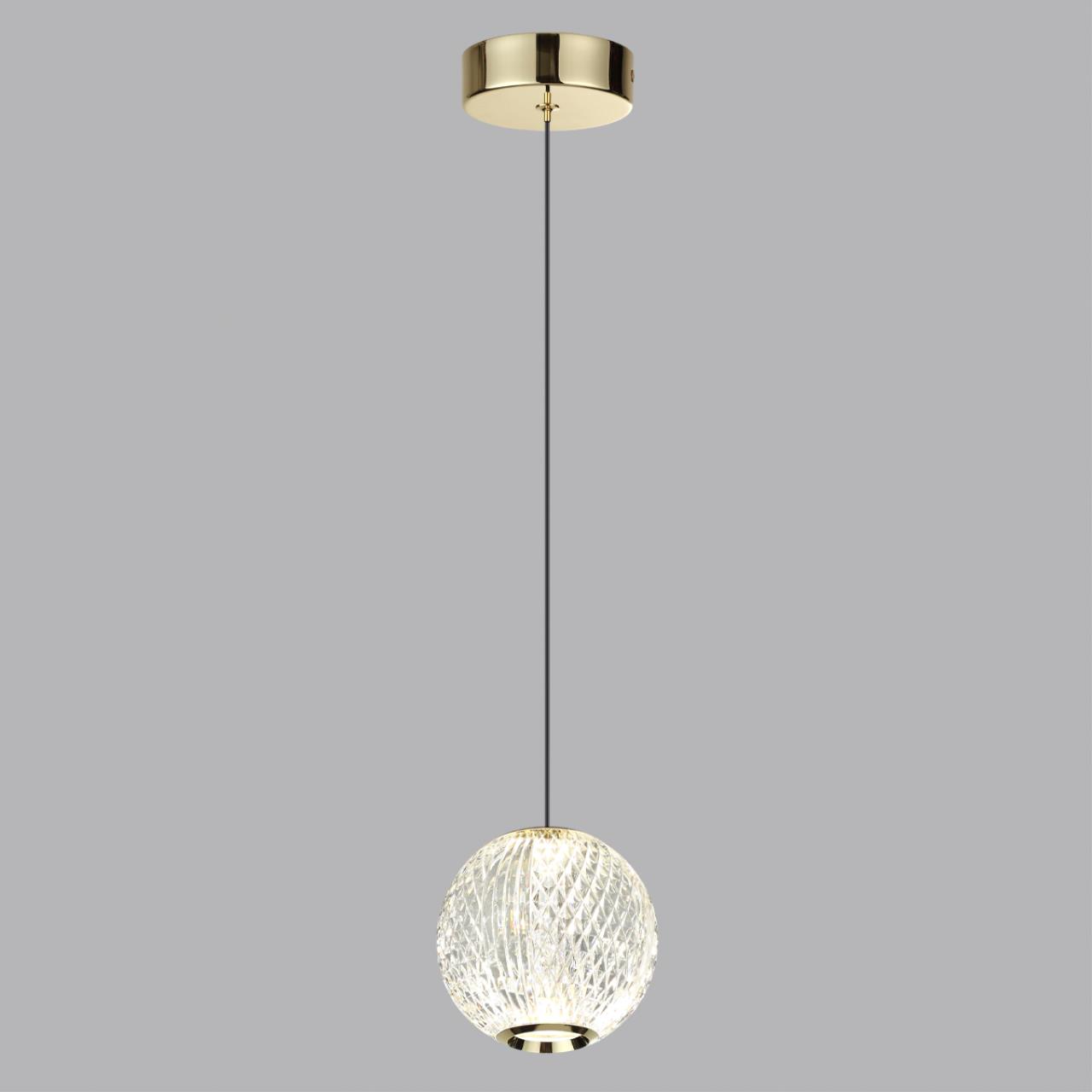 Подвес 11*11*263,5 см, 1 LED*5W, 4000 К, Odeon Light Crystal, золотой 5008/5LA